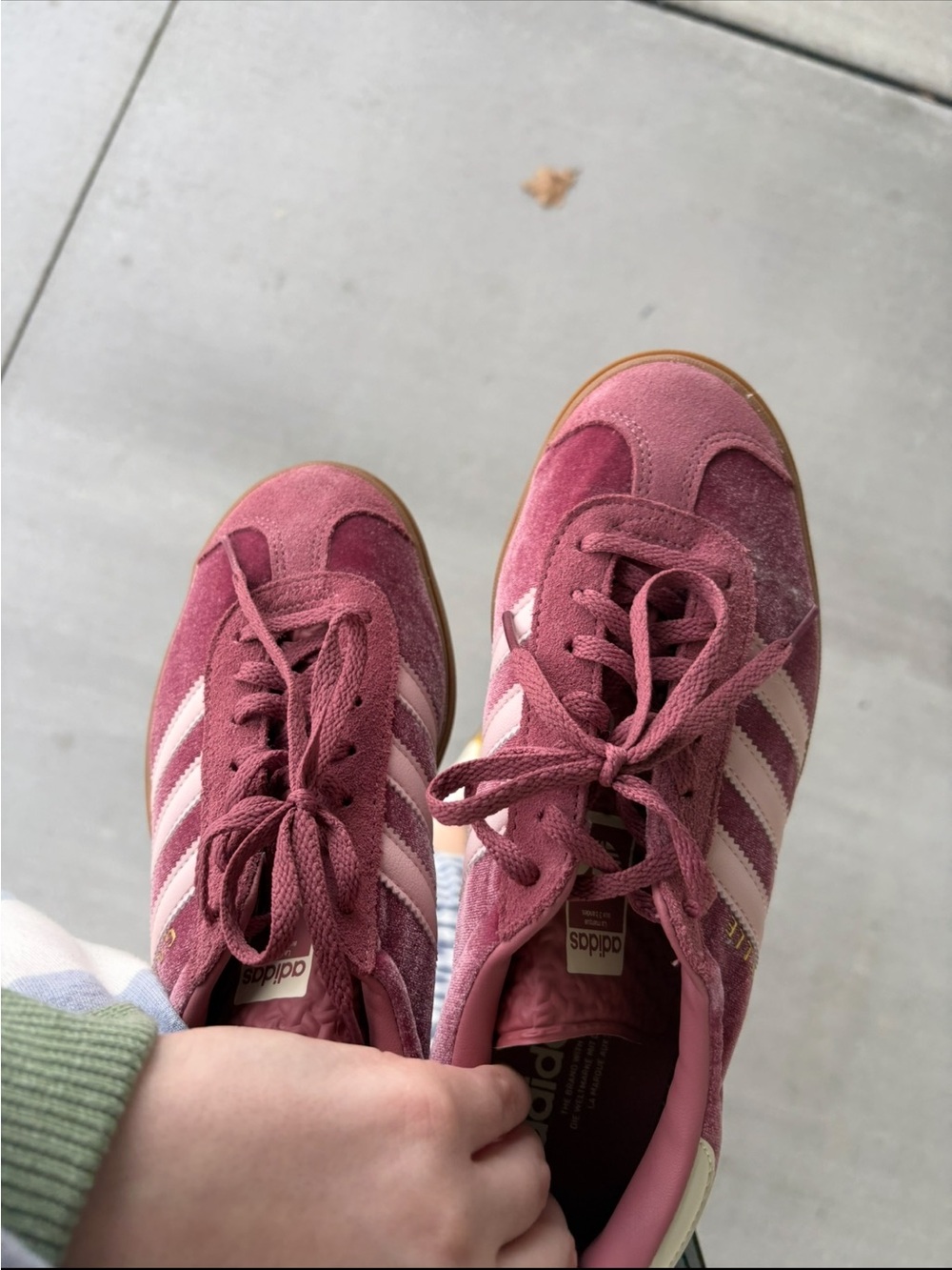 adidas Women's Pink Suede Sneakers with White Stripes